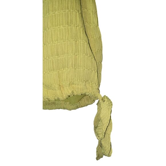 Calvin Klein Womens Textured Lime Green Sleeveless Top With Side Tie Drawstrings - Picture 4 of 7